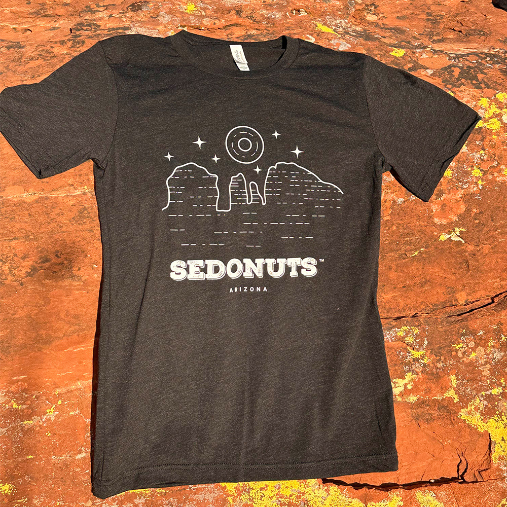 Charcoal line shirt sedonuts and coffee